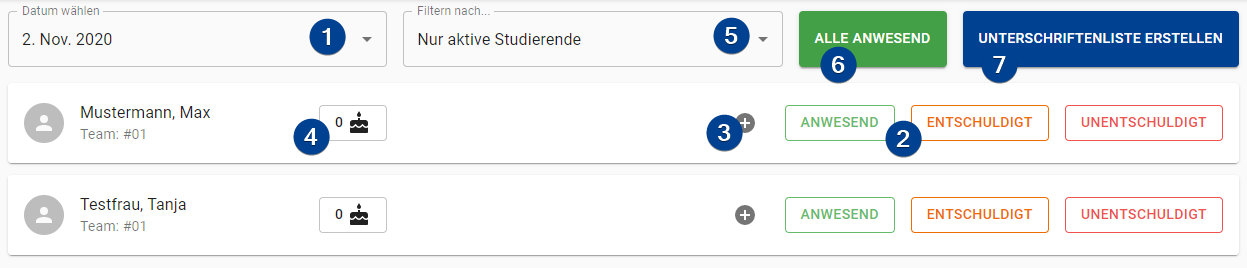Attendance Page