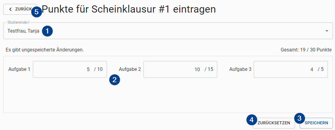 Scheinexam Point Entry Form